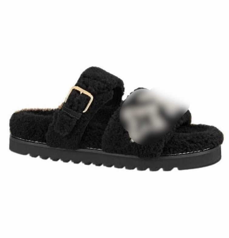 lulu fuzzy dad sandals